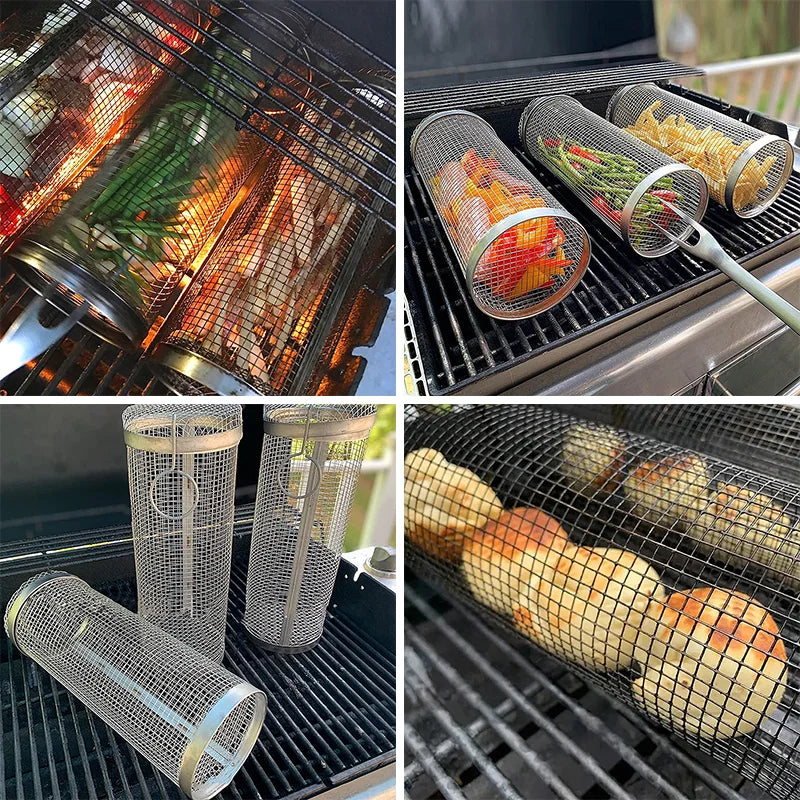 EasyGrill Basket™ | Panier Cylindrique à Barbecue (+1 Fourche à Grill OFFERTE)