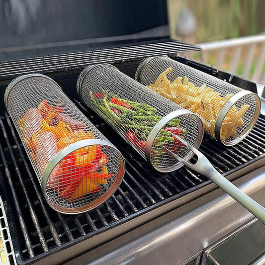 EasyGrill Basket™ | Panier Cylindrique à Barbecue (+1 Fourche à Grill OFFERTE)